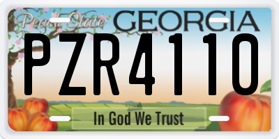 GA license plate PZR4110