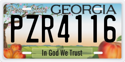 GA license plate PZR4116