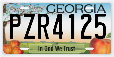 GA license plate PZR4125
