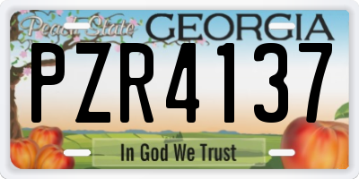 GA license plate PZR4137