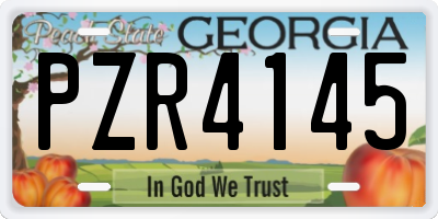 GA license plate PZR4145
