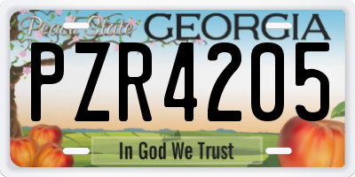 GA license plate PZR4205