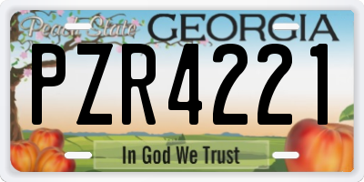 GA license plate PZR4221
