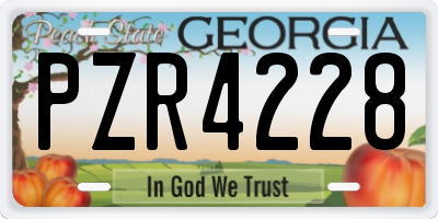 GA license plate PZR4228