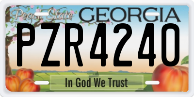 GA license plate PZR4240