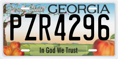GA license plate PZR4296