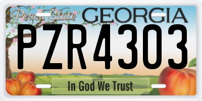 GA license plate PZR4303