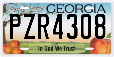 GA license plate PZR4308