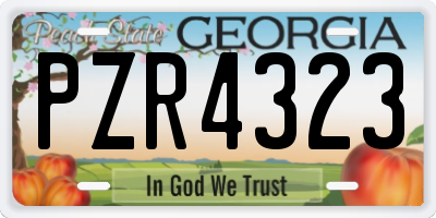 GA license plate PZR4323