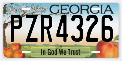GA license plate PZR4326