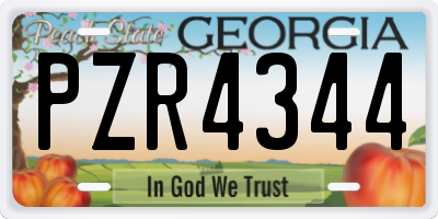 GA license plate PZR4344