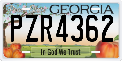GA license plate PZR4362