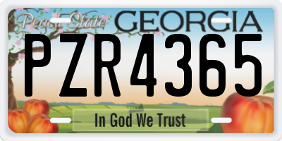 GA license plate PZR4365