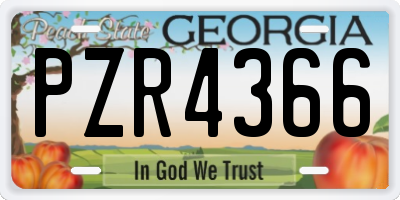 GA license plate PZR4366