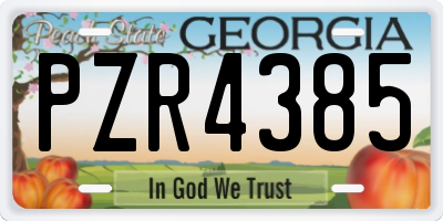 GA license plate PZR4385