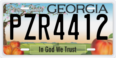 GA license plate PZR4412