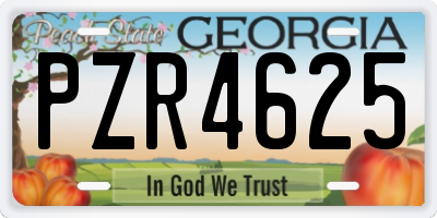 GA license plate PZR4625