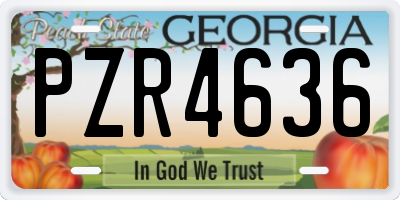 GA license plate PZR4636