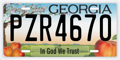 GA license plate PZR4670