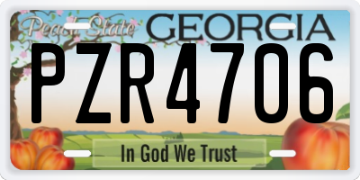 GA license plate PZR4706