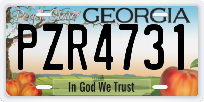 GA license plate PZR4731