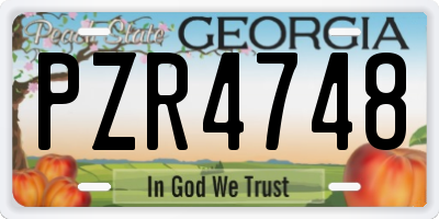 GA license plate PZR4748