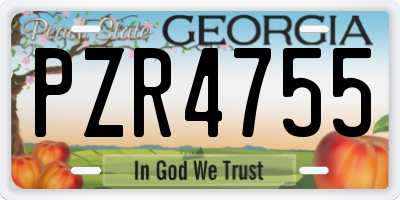 GA license plate PZR4755