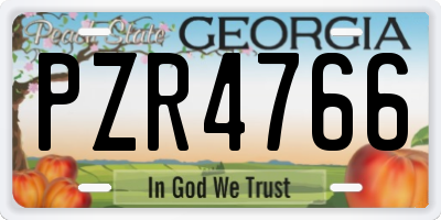 GA license plate PZR4766