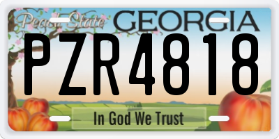 GA license plate PZR4818