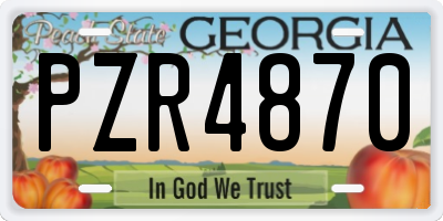 GA license plate PZR4870