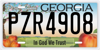 GA license plate PZR4908