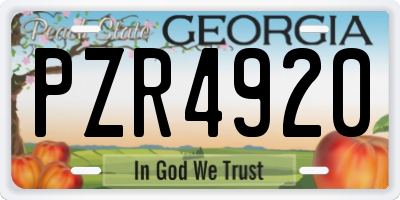 GA license plate PZR4920