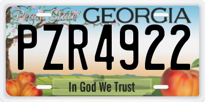 GA license plate PZR4922