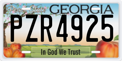 GA license plate PZR4925