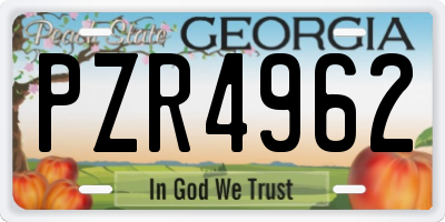 GA license plate PZR4962