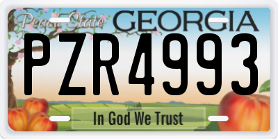 GA license plate PZR4993