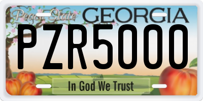 GA license plate PZR5000