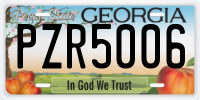 GA license plate PZR5006