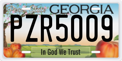 GA license plate PZR5009