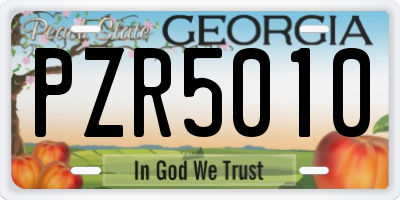 GA license plate PZR5010