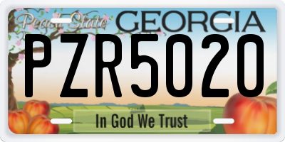 GA license plate PZR5020