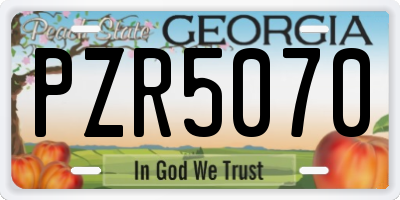 GA license plate PZR5070