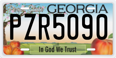 GA license plate PZR5090