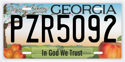 GA license plate PZR5092