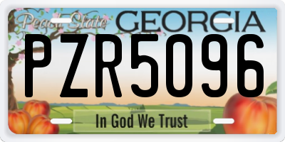 GA license plate PZR5096