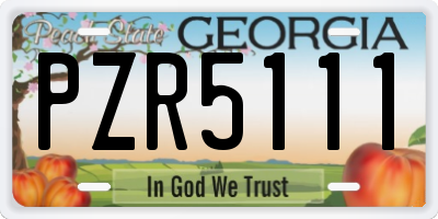GA license plate PZR5111