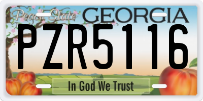 GA license plate PZR5116