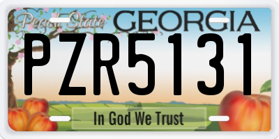 GA license plate PZR5131
