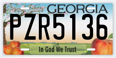 GA license plate PZR5136