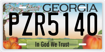 GA license plate PZR5140